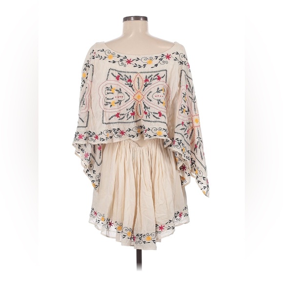 Free People Embroidered Cream Mini Dress - Picture 2 of 6
